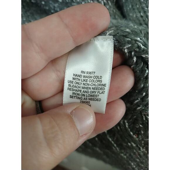 Liz Claiborne Woman XL Sweater Grey Sparkly Hi Low Ombre Striped Pullover - Picture 8 of 11